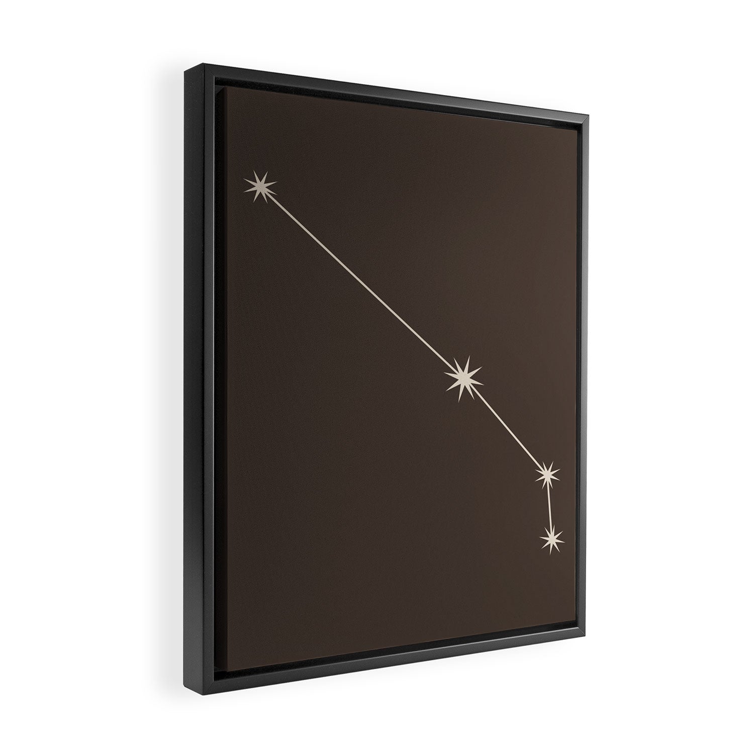 Aries Zodiac Star Constellation Line Art Coffee Brown Framed Canvas Print Gallery Image 2