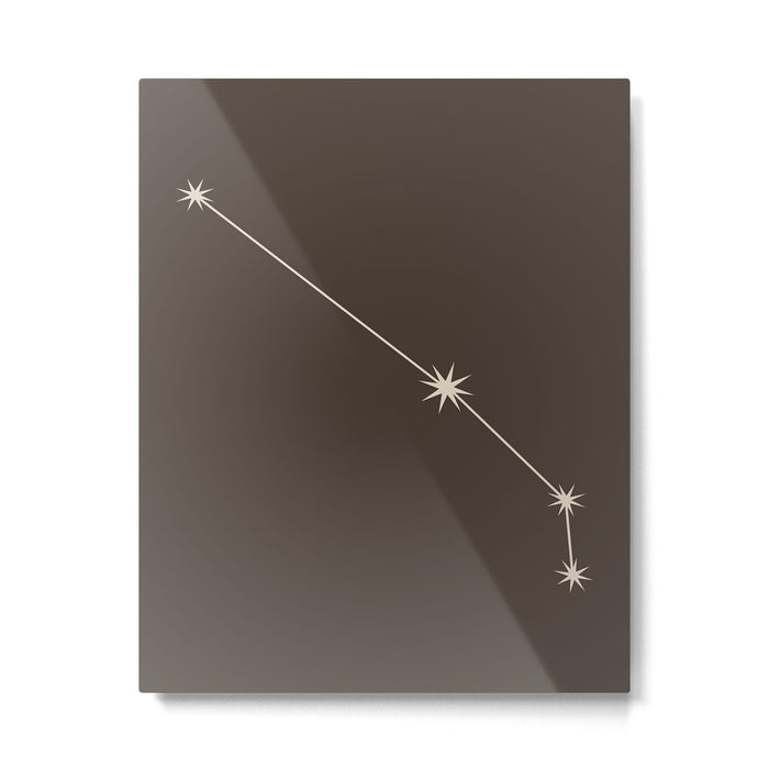 Aries Zodiac Star Constellation Line Art Coffee Brown Metal Print Gallery Image 1