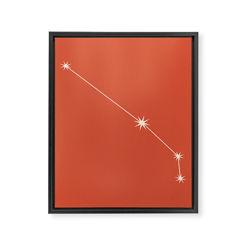 Aries Zodiac Star Constellation Line Art Coral Red Framed Canvas Print Gallery Image 8