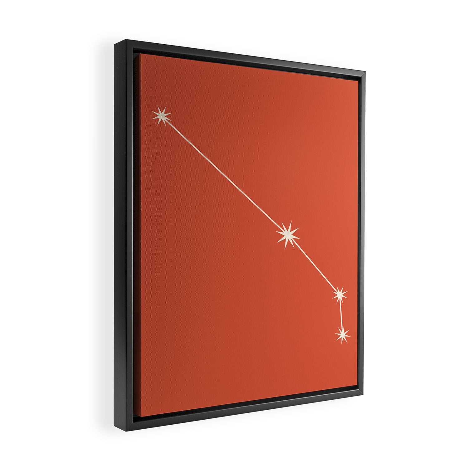Aries Zodiac Star Constellation Line Art Coral Red Framed Canvas Print Gallery Image 2