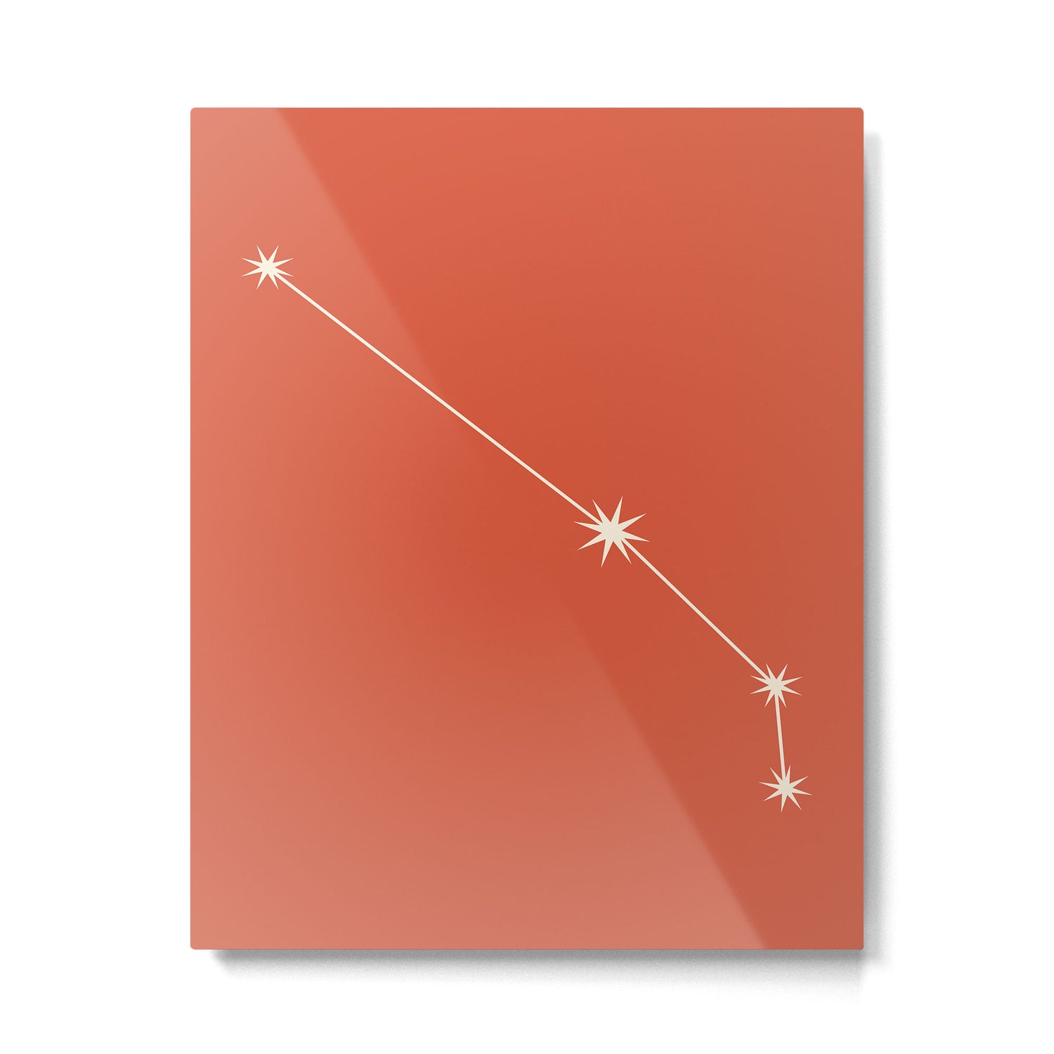 Aries Zodiac Star Constellation Line Art Coral Red Metal Print Gallery Image 6