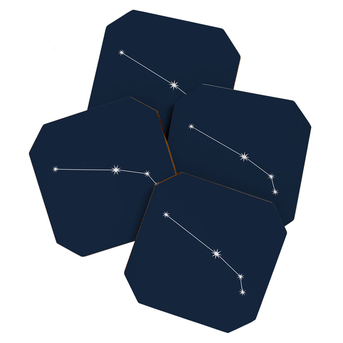 Aries Zodiac Star Constellation Line Art Dark Blue Coaster Gallery Image 1