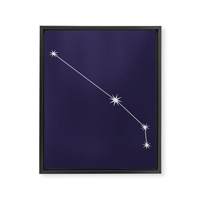 Aries Zodiac Star Constellation Line Art Dark Purple Framed Canvas Print Gallery Image 1