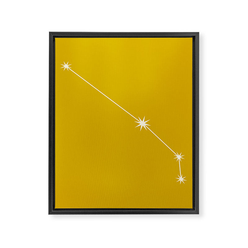 Aries Zodiac Star Constellation Line Art Golden Yellow Framed Canvas Print Gallery Image 8