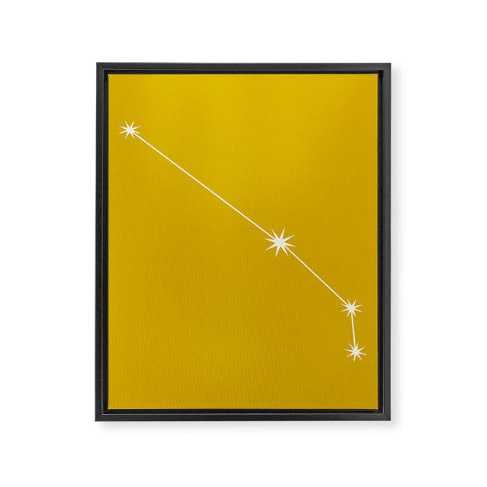 Aries Zodiac Star Constellation Line Art Golden Yellow Framed Canvas Print Gallery Image 1