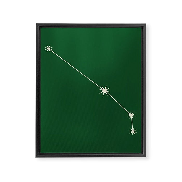 Aries Zodiac Star Constellation Line Art Green Framed Canvas Print Gallery Image 1