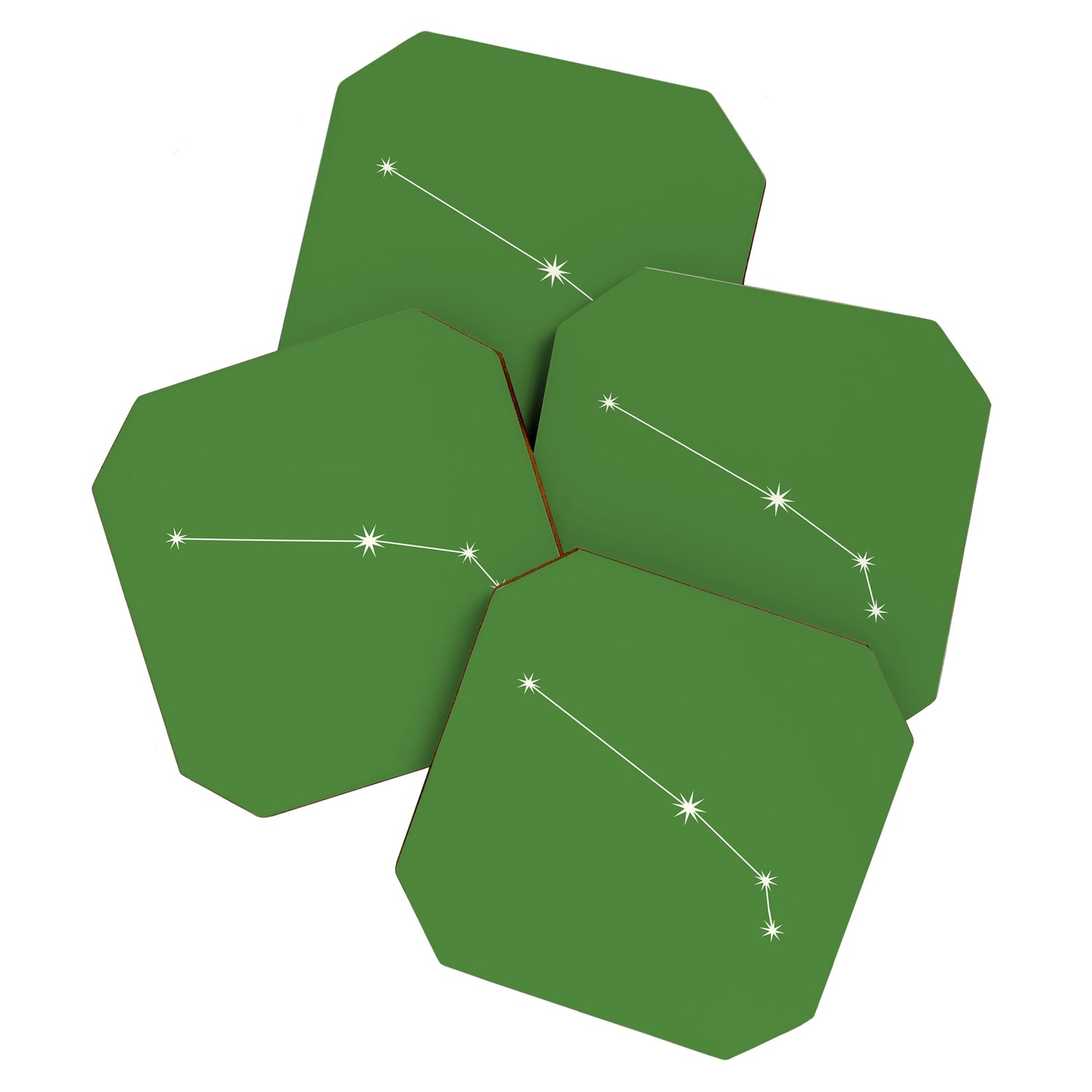 Aries Zodiac Star Constellation Line Art Kelly Green Coaster Gallery Image 1