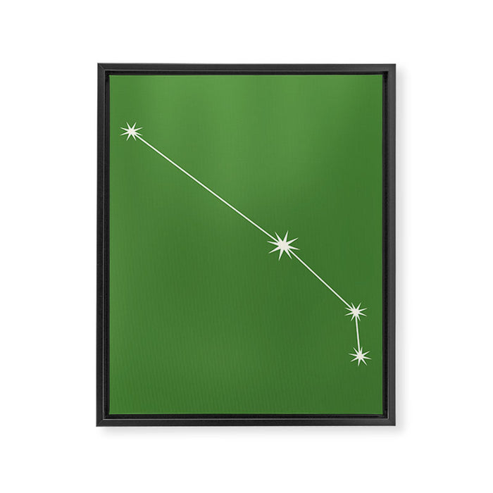 Aries Zodiac Star Constellation Line Art Kelly Green Framed Canvas Print Gallery Image 1