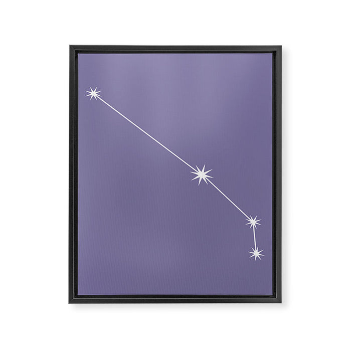 Aries Zodiac Star Constellation Line Art Lavender Purple Framed Canvas Print Gallery Image 1