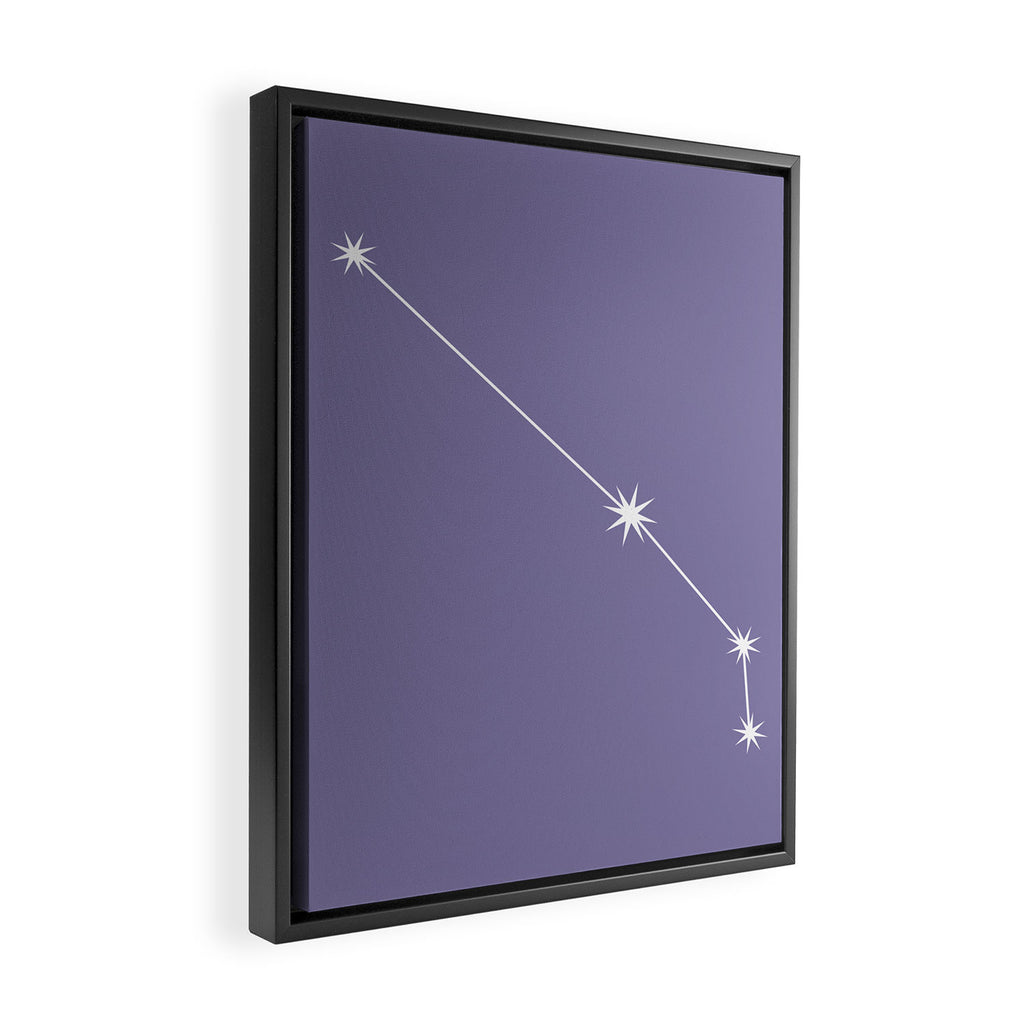Aries Zodiac Star Constellation Line Art Lavender Purple Framed Canvas Print Gallery Image 2
