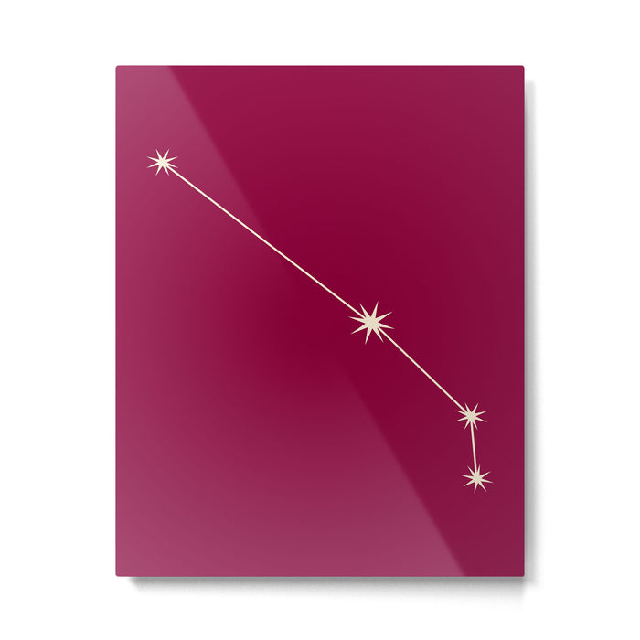 Aries Zodiac Star Constellation Line Art Magenta Pink Metal Print Gallery Image 1