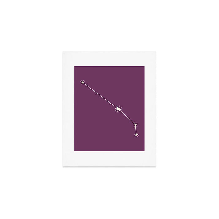 Aries Zodiac Star Constellation Line Art Mauve Purple Art Print Gallery Image 1