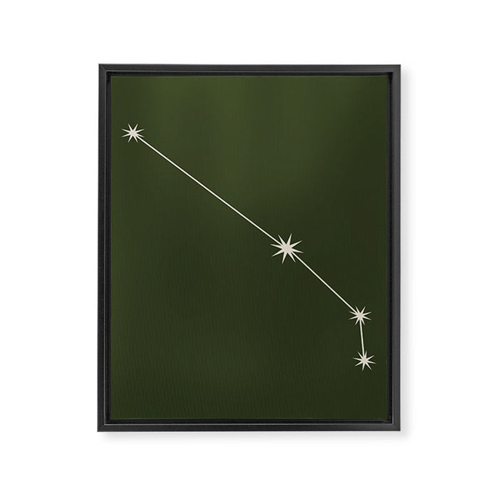 Aries Zodiac Star Constellation Line Art Moss Green Framed Canvas Print Gallery Image 1