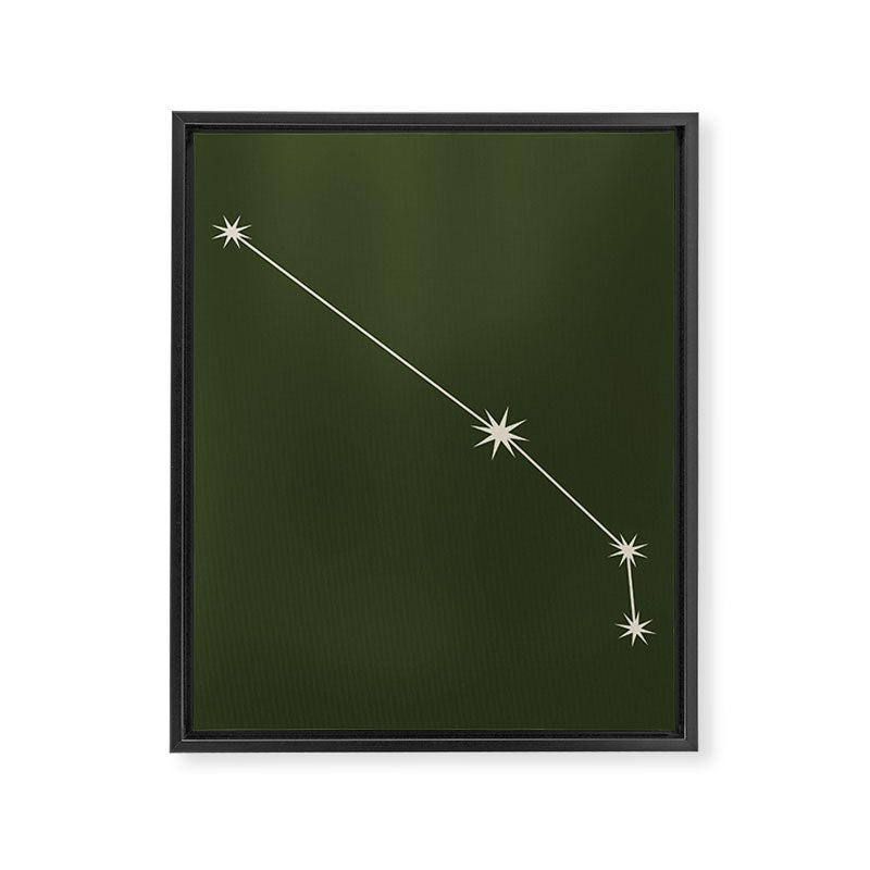 Aries Zodiac Star Constellation Line Art Moss Green Framed Canvas Print Gallery Image 8