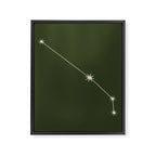 Aries Zodiac Star Constellation Line Art Moss Green Framed Canvas Print Gallery Image 8