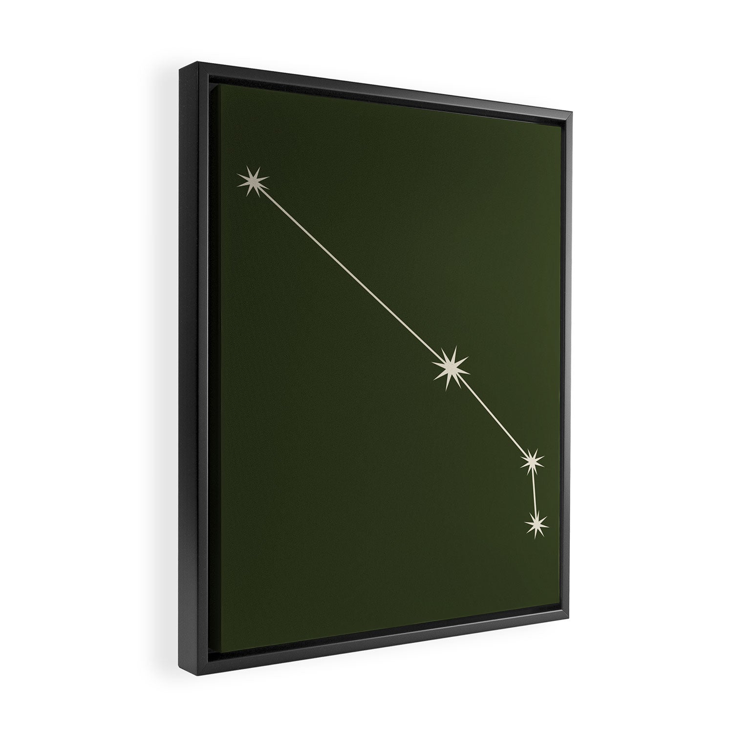 Aries Zodiac Star Constellation Line Art Moss Green Framed Canvas Print Gallery Image 2