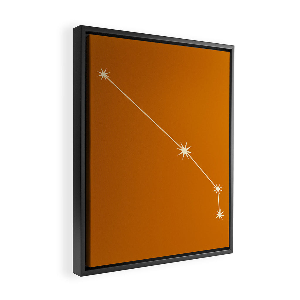 Aries Zodiac Star Constellation Line Art Orange Framed Canvas Print Gallery Image 2