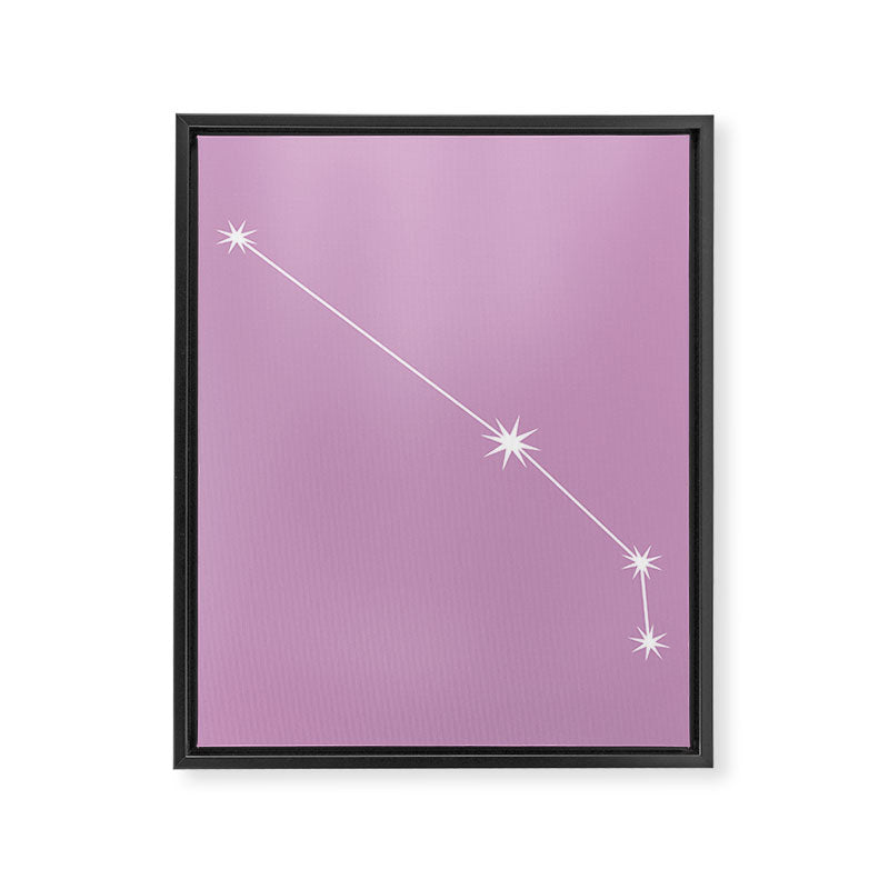 Aries Zodiac Star Constellation Line Art Pastel Lilac Framed Canvas Print Gallery Image 8