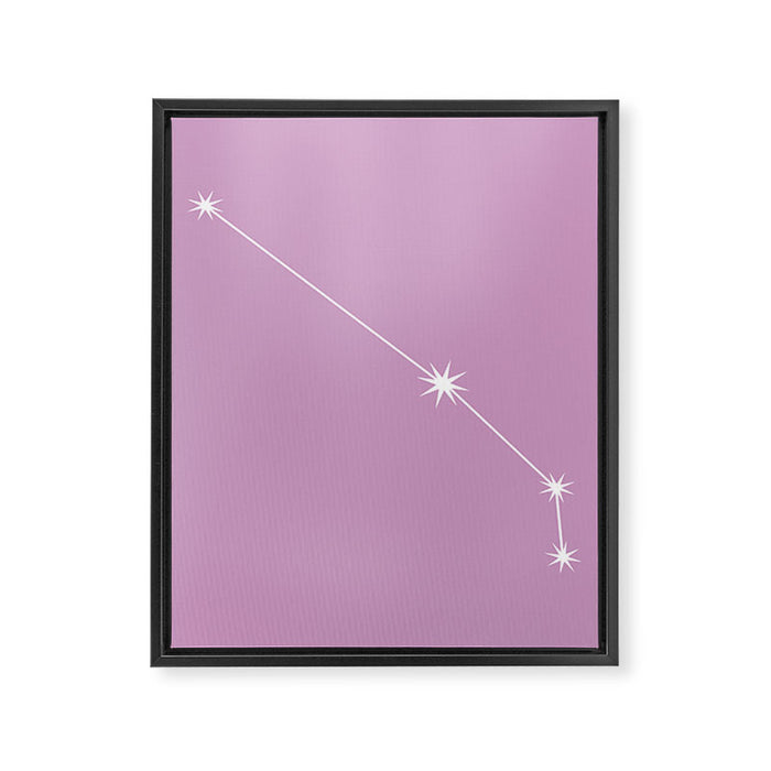 Aries Zodiac Star Constellation Line Art Pastel Lilac Framed Canvas Print Gallery Image 1