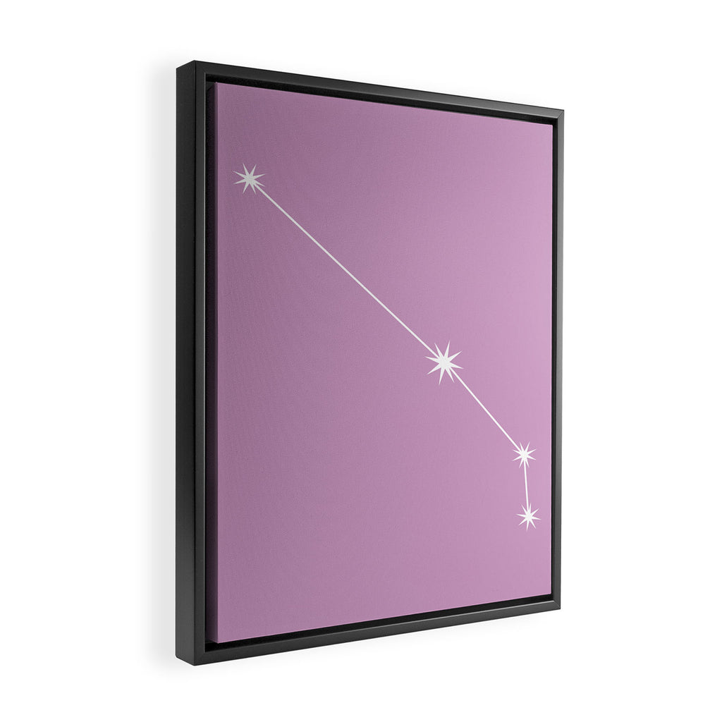 Aries Zodiac Star Constellation Line Art Pastel Lilac Framed Canvas Print Gallery Image 2
