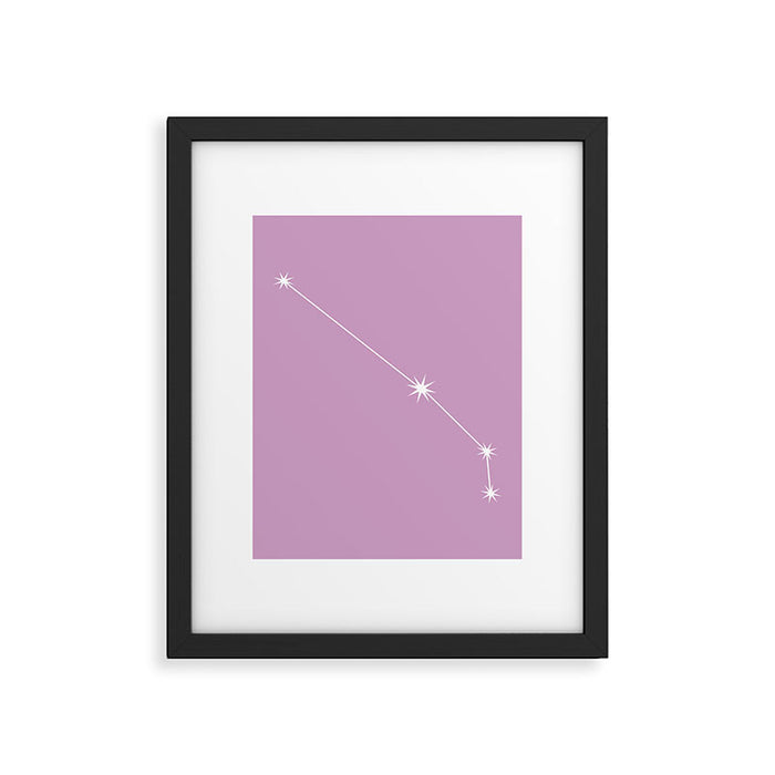 Aries Zodiac Star Constellation Line Art Pastel Lilac Framed Art Print Gallery Image 1