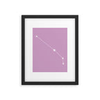 Aries Zodiac Star Constellation Line Art Pastel Lilac Framed Art Print Gallery Image 6