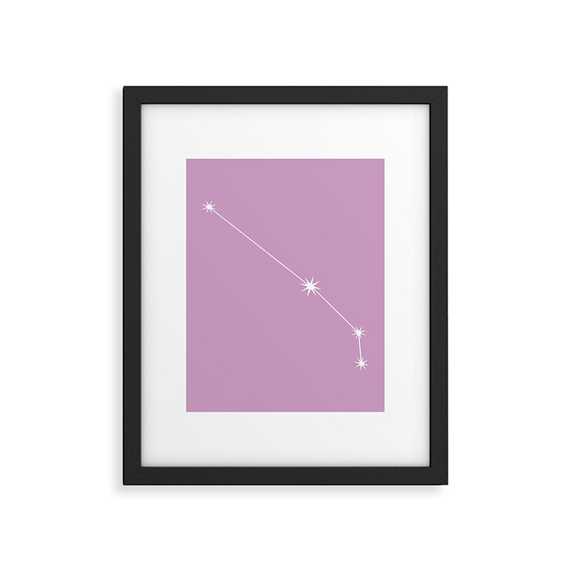 Aries Zodiac Star Constellation Line Art Pastel Lilac Framed Art Print Gallery Image 6