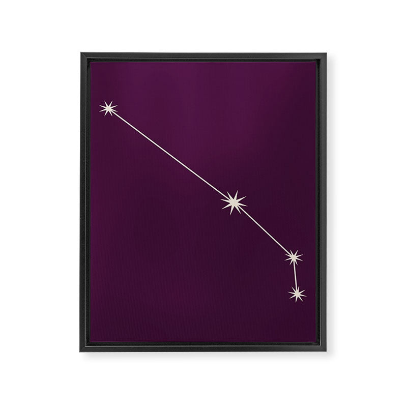 Aries Zodiac Star Constellation Line Art Plum Purple Framed Canvas Print Gallery Image 8