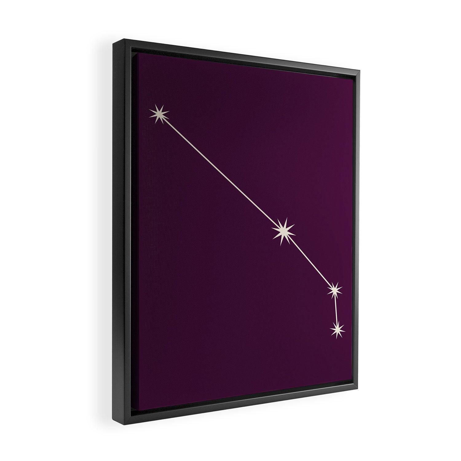 Aries Zodiac Star Constellation Line Art Plum Purple Framed Canvas Print Gallery Image 2
