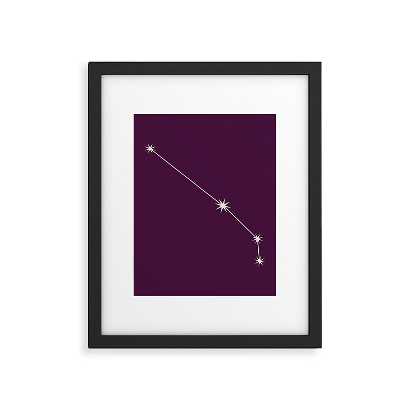 Aries Zodiac Star Constellation Line Art Plum Purple Framed Art Print Gallery Image 6