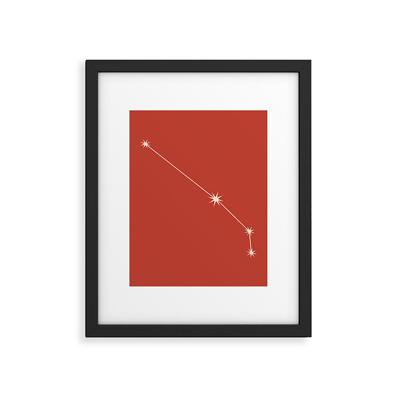 Aries Zodiac Star Constellation Line Art Red Framed Art Print Gallery Image 6