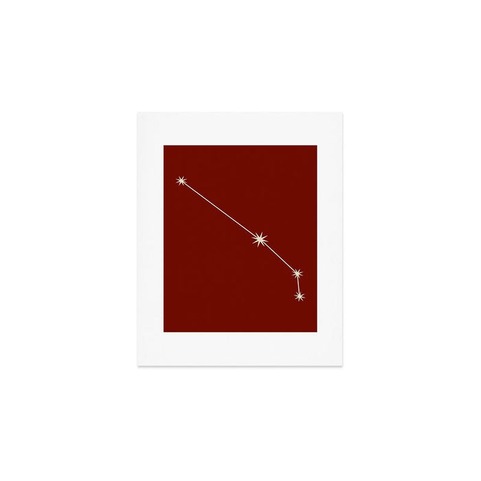 Aries Zodiac Star Constellation Line Art Ruby Red Art Print Gallery Image 1