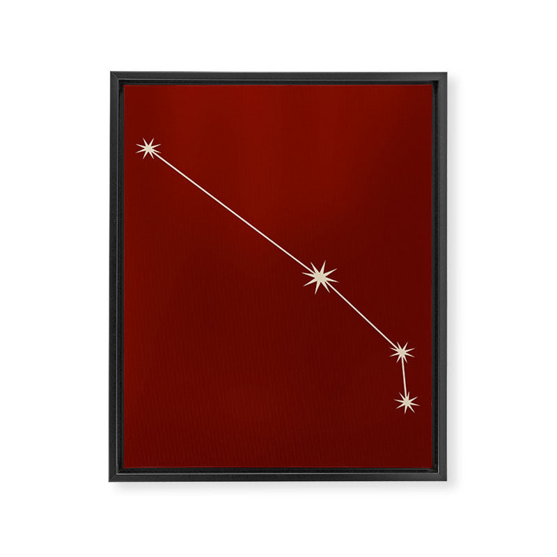 Aries Zodiac Star Constellation Line Art Ruby Red Framed Canvas Print Gallery Image 8