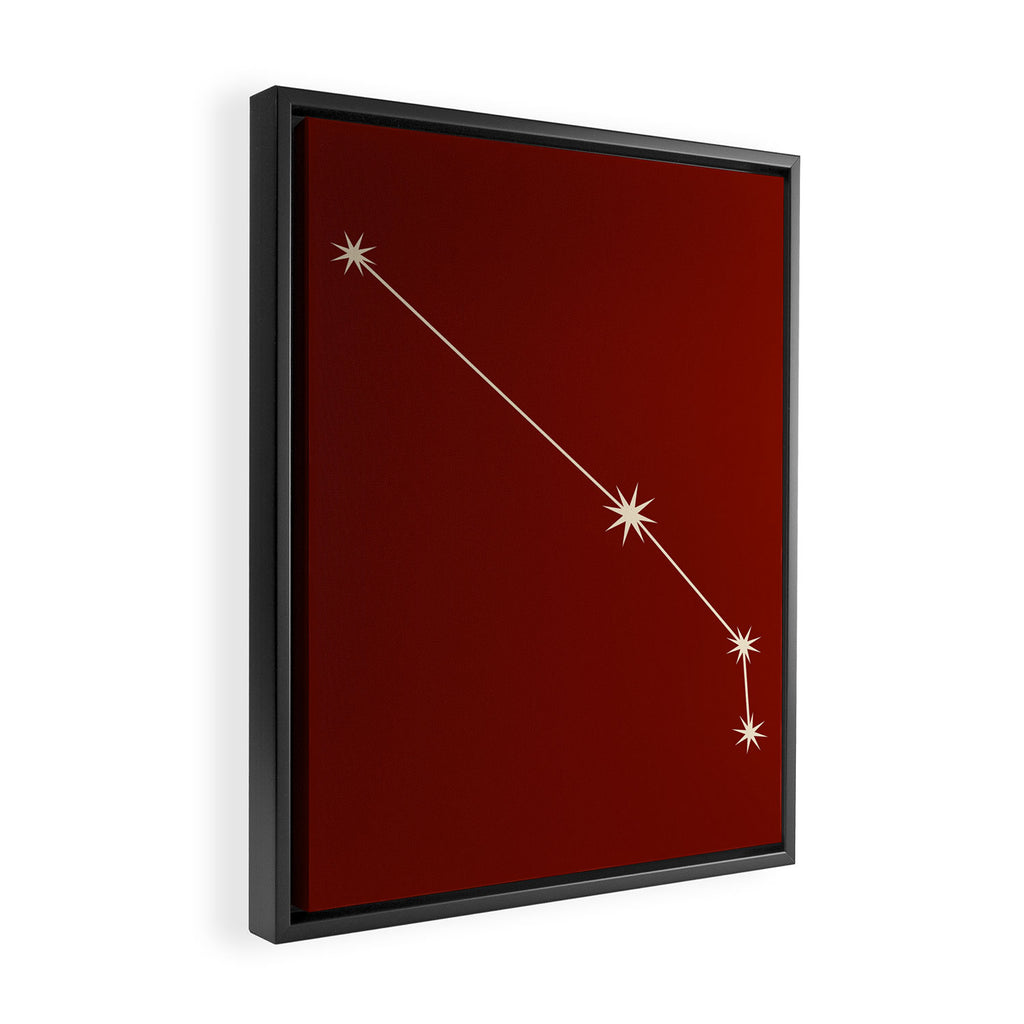 Aries Zodiac Star Constellation Line Art Ruby Red Framed Canvas Print Gallery Image 2