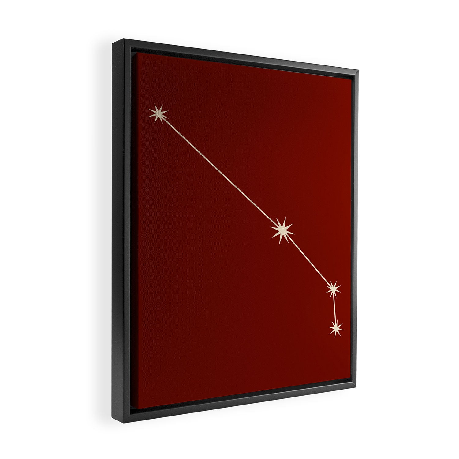 Aries Zodiac Star Constellation Line Art Ruby Red Framed Canvas Print Gallery Image 2