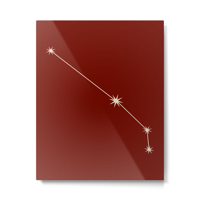 Aries Zodiac Star Constellation Line Art Ruby Red Metal Print Gallery Image 1