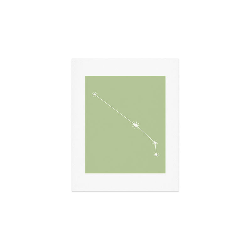 Aries Zodiac Star Constellation Line Art Soft Green Art Print Gallery Image 1