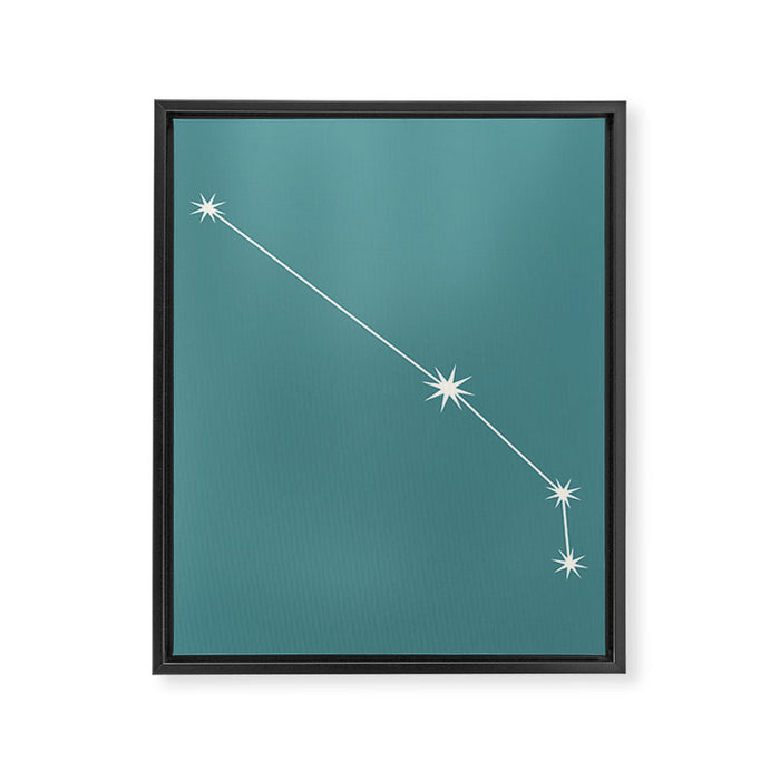 Aries Zodiac Star Constellation Line Art Teal Framed Canvas Print Gallery Image 1