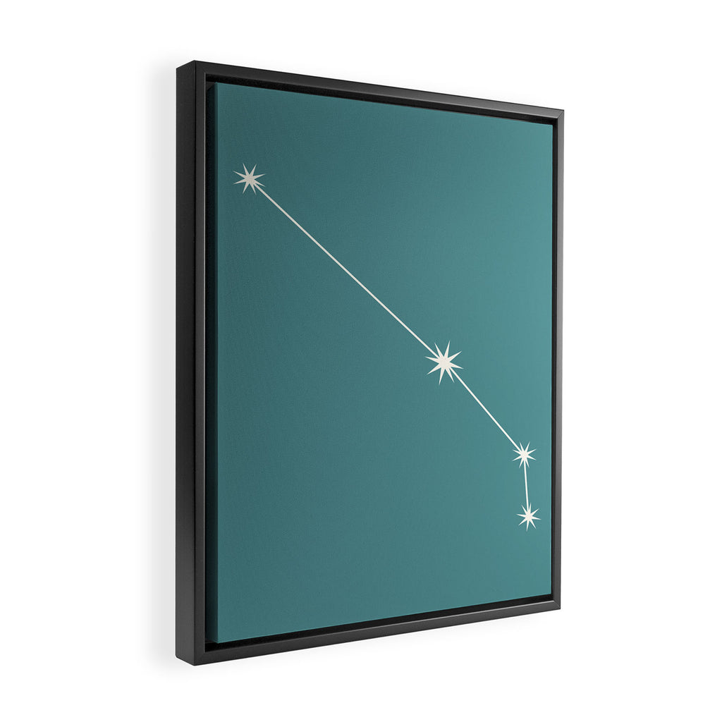 Aries Zodiac Star Constellation Line Art Teal Framed Canvas Print Gallery Image 2