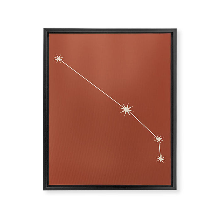 Aries Zodiac Star Constellation Line Art Terracotta Red Framed Canvas Print Gallery Image 1