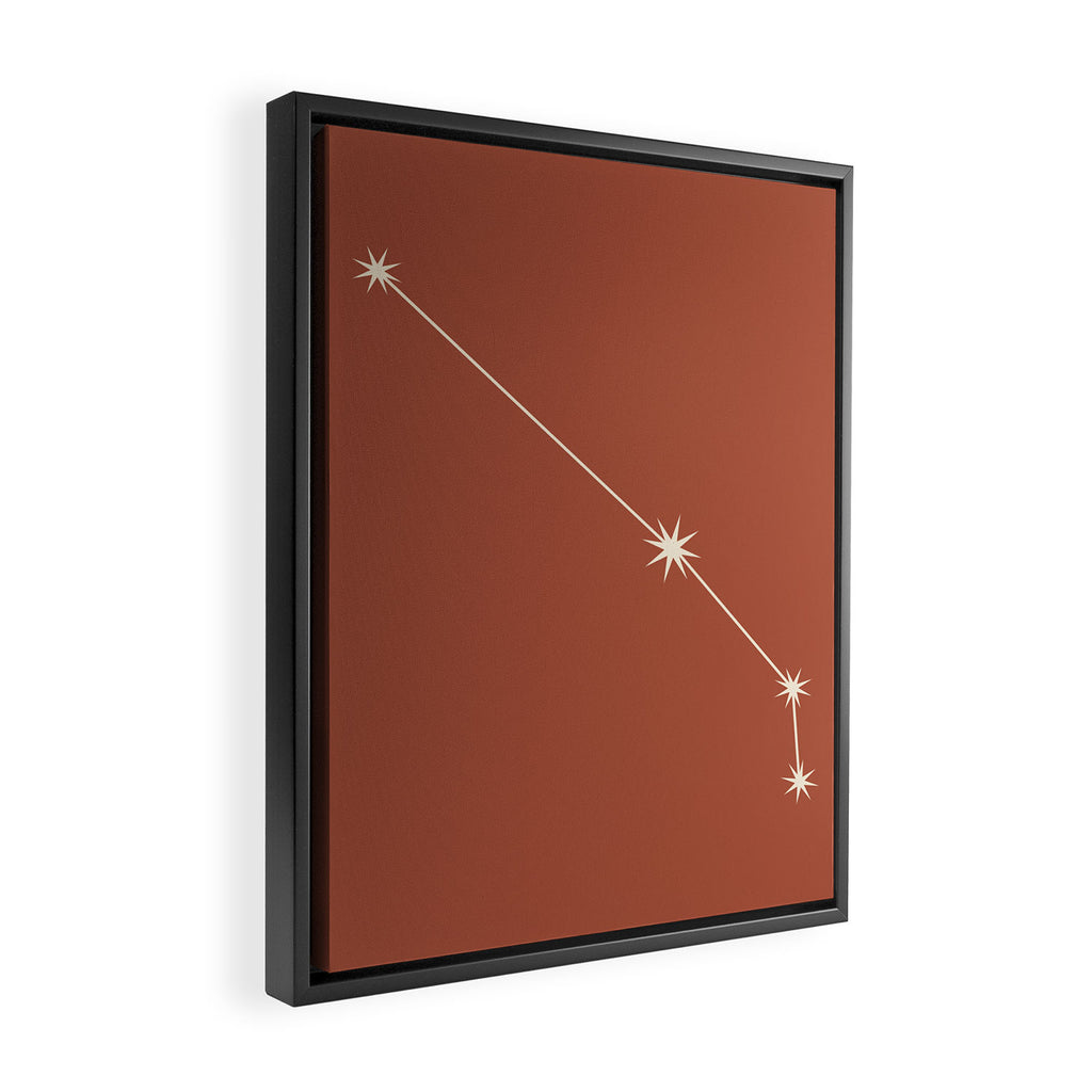 Aries Zodiac Star Constellation Line Art Terracotta Red Framed Canvas Print Gallery Image 2
