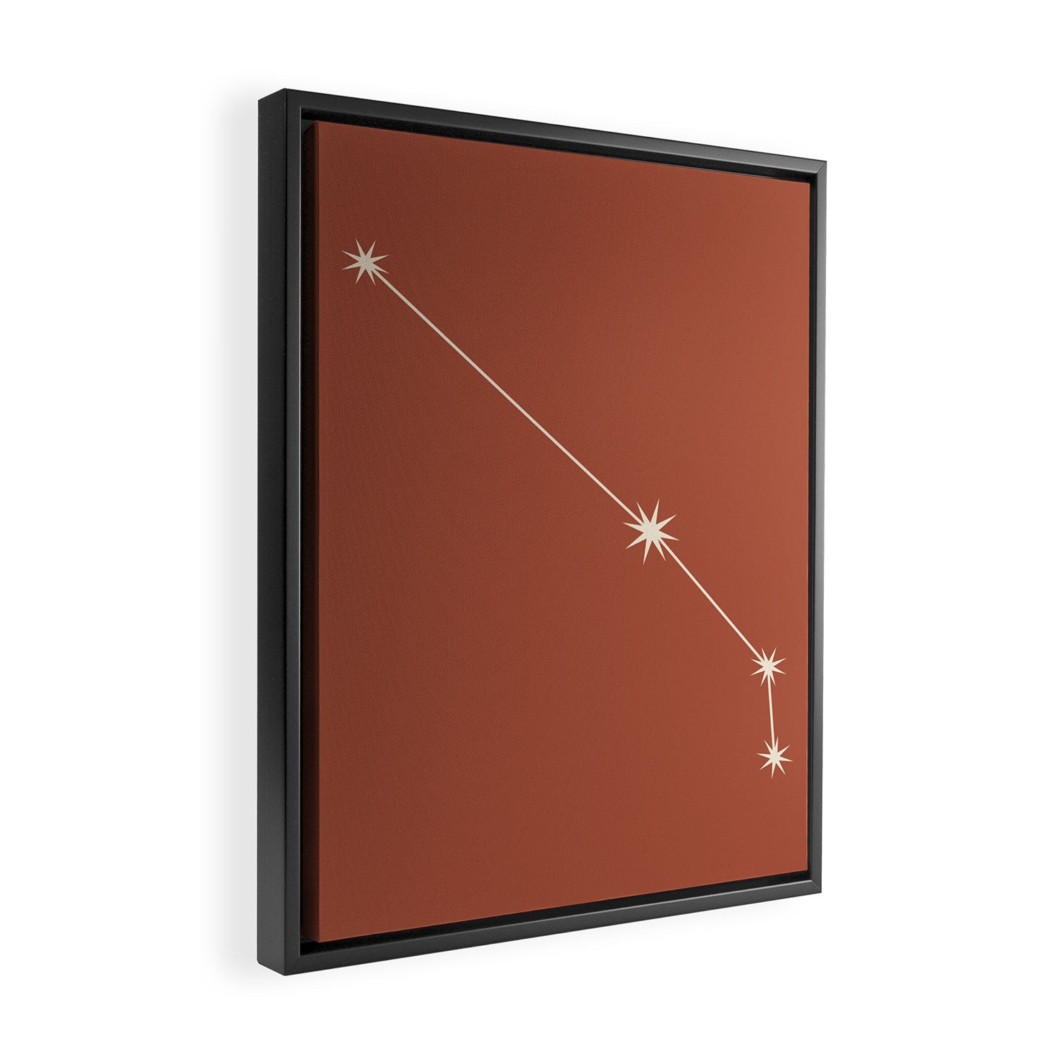 Aries Zodiac Star Constellation Line Art Terracotta Red Framed Canvas Print Gallery Image 2
