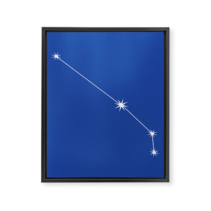 Aries Zodiac Star Constellation Line Art Vibrant Blue Framed Canvas Print Gallery Image 1