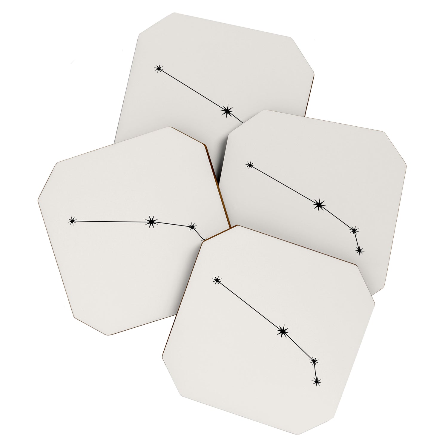 Aries Zodiac Star Constellation Line Art White Coaster Gallery Image 1