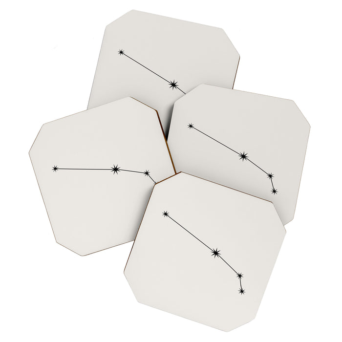 Aries Zodiac Star Constellation Line Art White Coaster Gallery Image 1