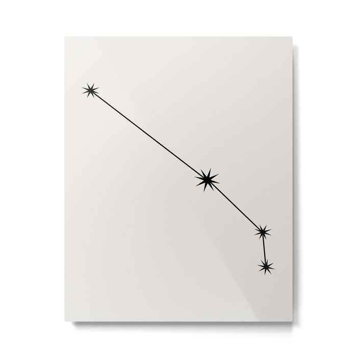 Aries Zodiac Star Constellation Line Art White Metal Print Gallery Image 1