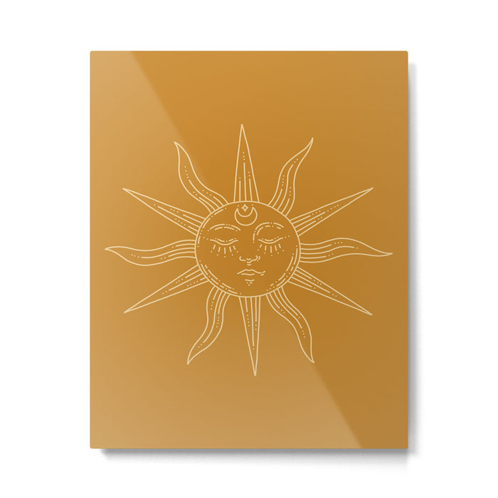 Boho Sun Drawing XIX Gold Metal Print Gallery Image 1