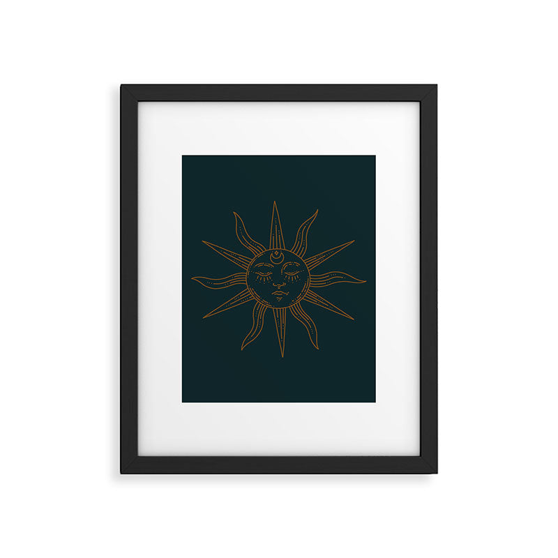 Boho Sun Drawing XXI Dark Teal Framed Art Print Gallery Image 6