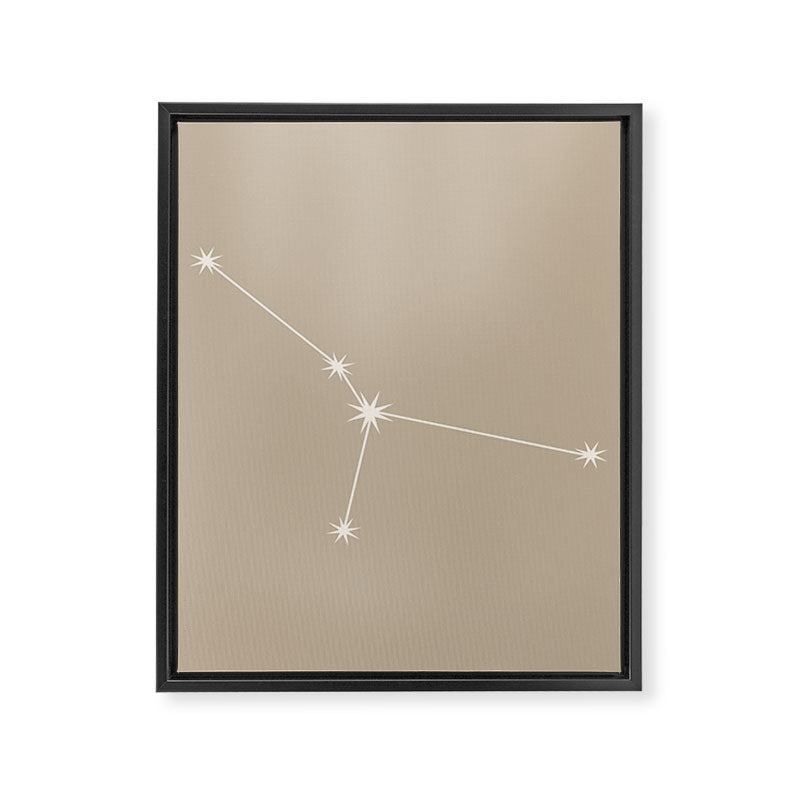 Cancer Zodiac Star Constellation Line Art Beige Framed Canvas Print Gallery Image 8
