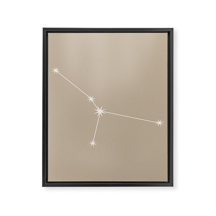 Cancer Zodiac Star Constellation Line Art Beige Framed Canvas Print Gallery Image 1